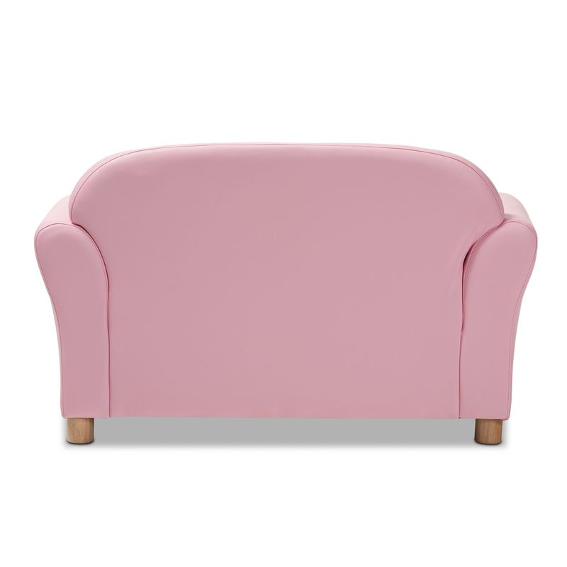 Contemporary Pink Faux Leather Loveseat