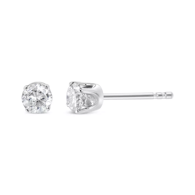 14K White Gold 1/4 Cttw Lab Grown Diamond 4-Prong Classic Solitaire Stud Earrings (G-H Color, VS2-SI1 Clarity)
