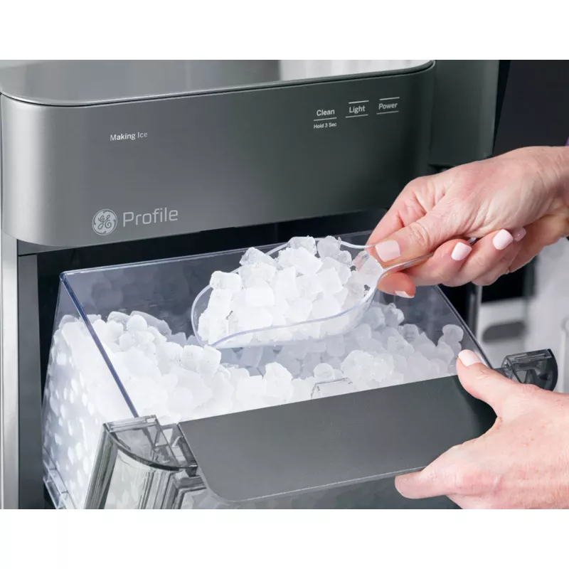 GE Profile - Opal 2.0 38-lb. Portable Ice maker with Nugget Ice Production, Side Tank and Built-in WiFi - Stainless Steel