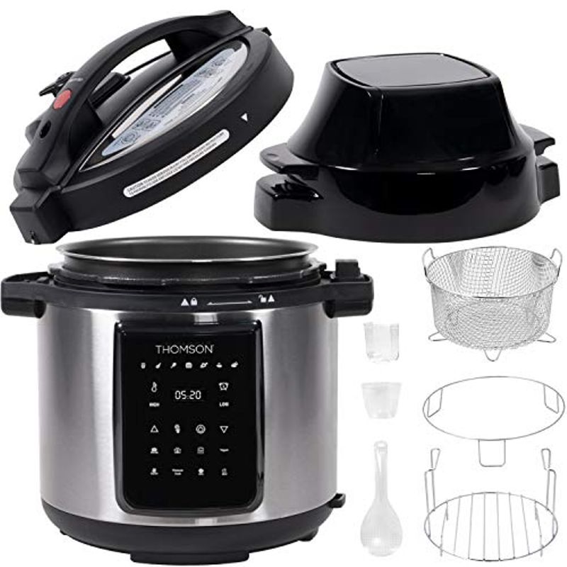 Thomson TFPC607 9-in-1 Pressure Cooker and Air Fryer with Dual Lid, Slow Cooker and More, Digital Touch Display, 6.5 QT Capacity,...