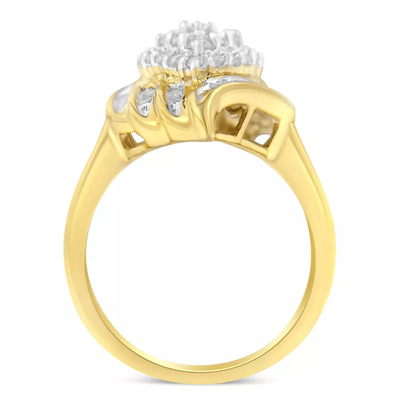 Yellow Plated Sterling Silver 3/4ct. TDW Diamond Cocktail Ring (I-J, I2-I3) Choice of size