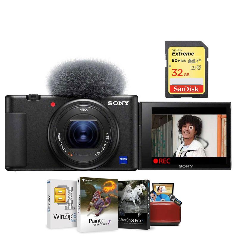 Sony ZV-1 Compact 4K HD Camera - Free Bundle With 32GB SDHC U3 Memory Card, Mac Software Package