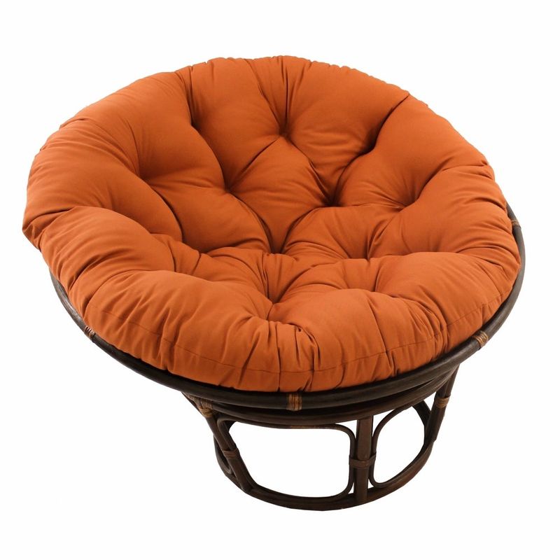International Caravan Bali Papasan Chair with Solid Cushion - Tangerine Dream