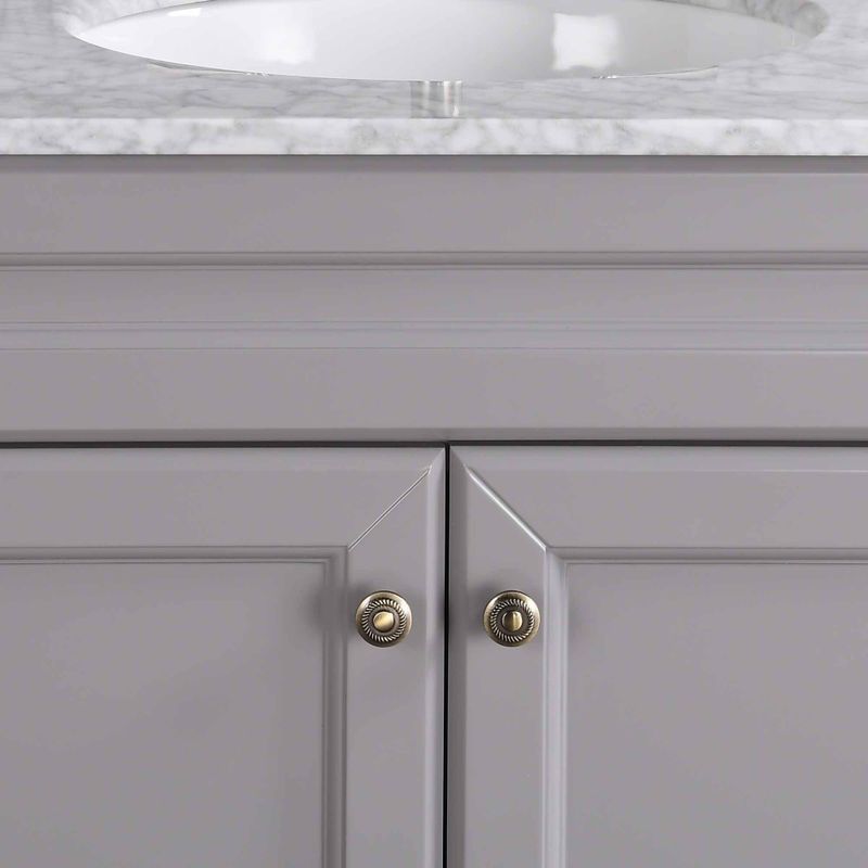 BATHLET 30" Bathroom Vanity Set with Mirror Ceramic Sink - Rectangular Sink - Grey Base