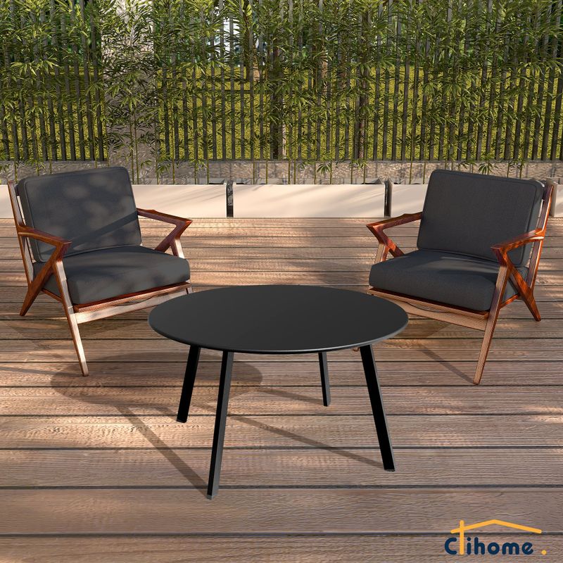 Clihome Weather Resistant Round Steel Patio Large Coffee Table - Yellow