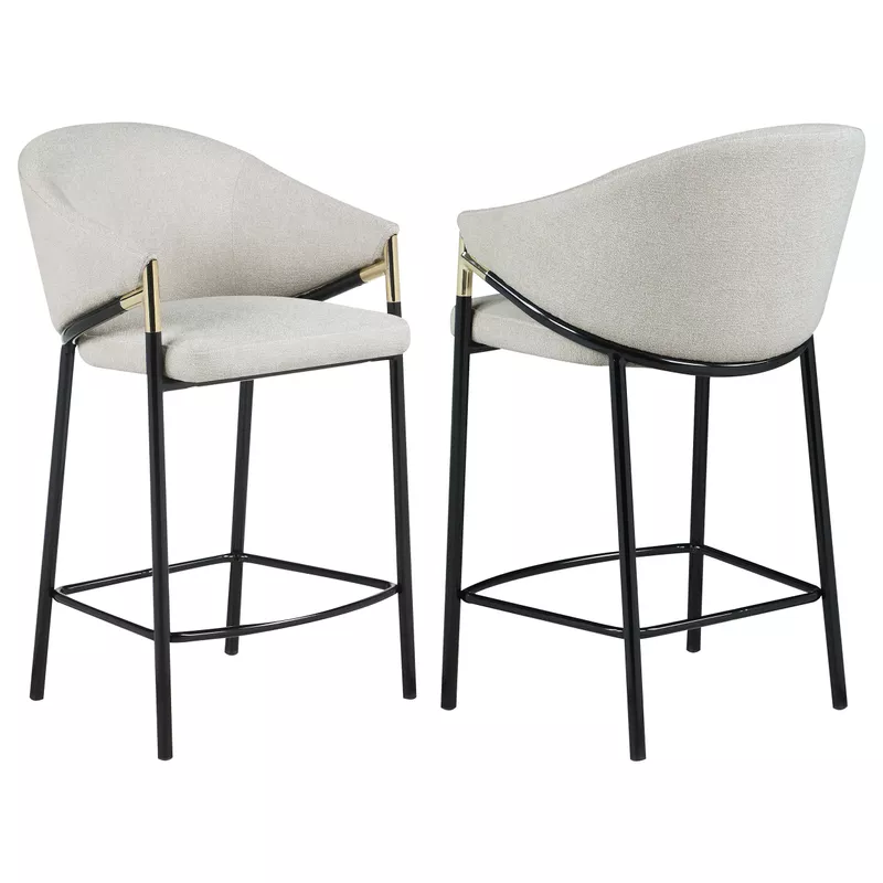 Chadwick Sloped Arm Counter Height Stools Beige and Glossy Black (Set of 2)