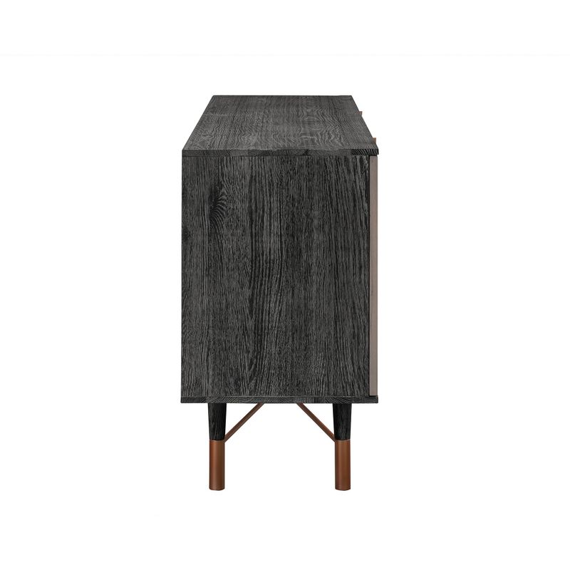 Turin Rustic Oak Wood Sideboard Cabinet with Copper Accent - Black