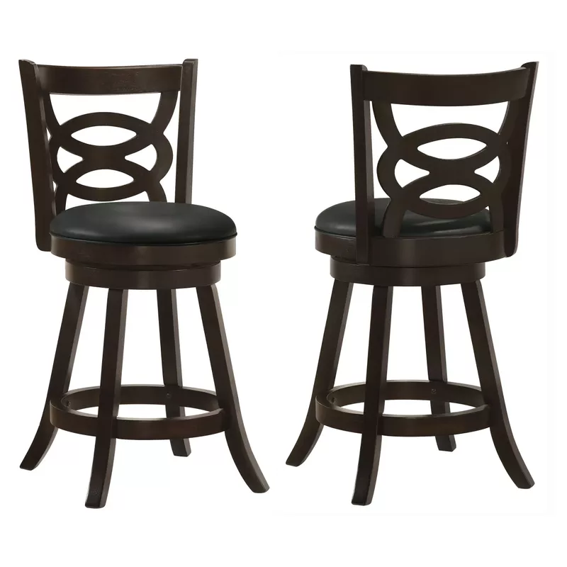 Calecita Swivel Counter Height Stools with Upholstered Seat Cappuccino (Set of 2)