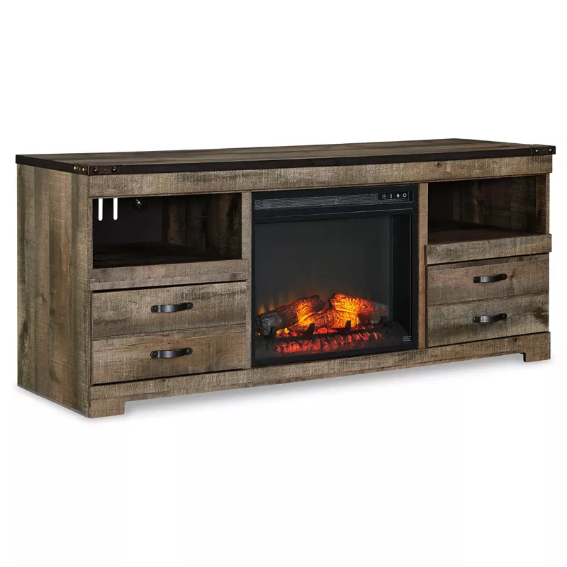 Trinell Large TV Stand w/Fireplace Option