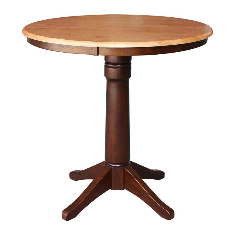 36" Round Top Pedestal Table with 2 Stools - Set of 3 - Cinnamon/Espresso