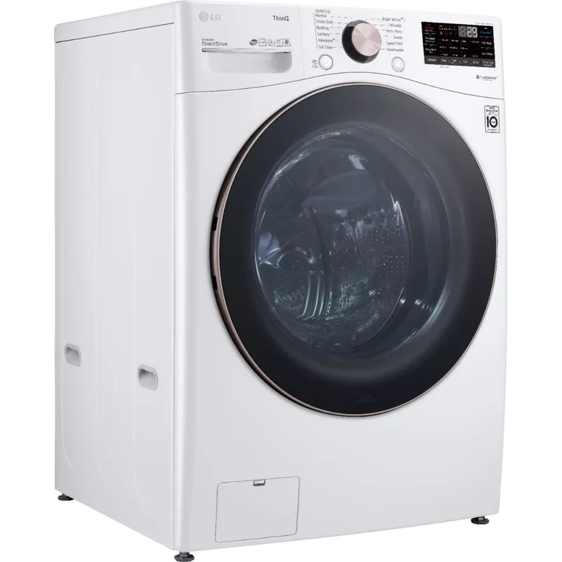 LG - 4.5 Cu. Ft. High-Efficiency Stackable Smart Front Load Washer with Steam and Built-In Intelligence - White