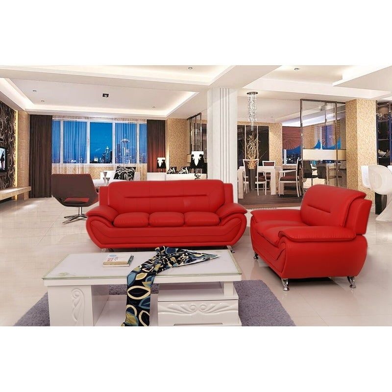 Michael Segura Sofa+Loveseat  Living Room Set - Red