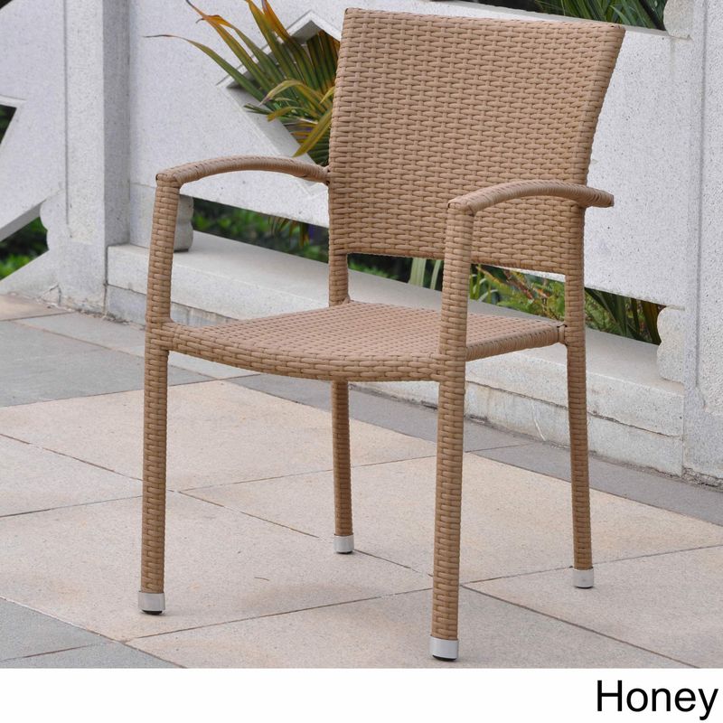 International Caravan Barcelona Resin Wicker/Aluminum Outdoor Dining Chairs (Set of 6) - Antique Brown