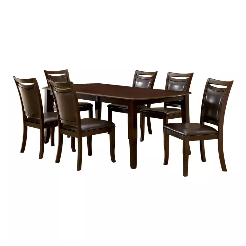 Transitional Wood 7-Piece Dining Set in Dark Cherry and Espresso