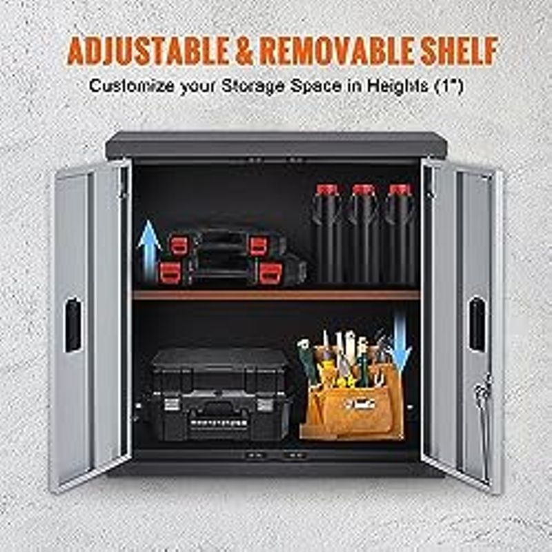 VEVOR Metal Garage Locker Mounted 26" Small Tool Chest 240 LBS Loading Capacity Adjustable Shelf Magnetic Door File for Warehouse Office...