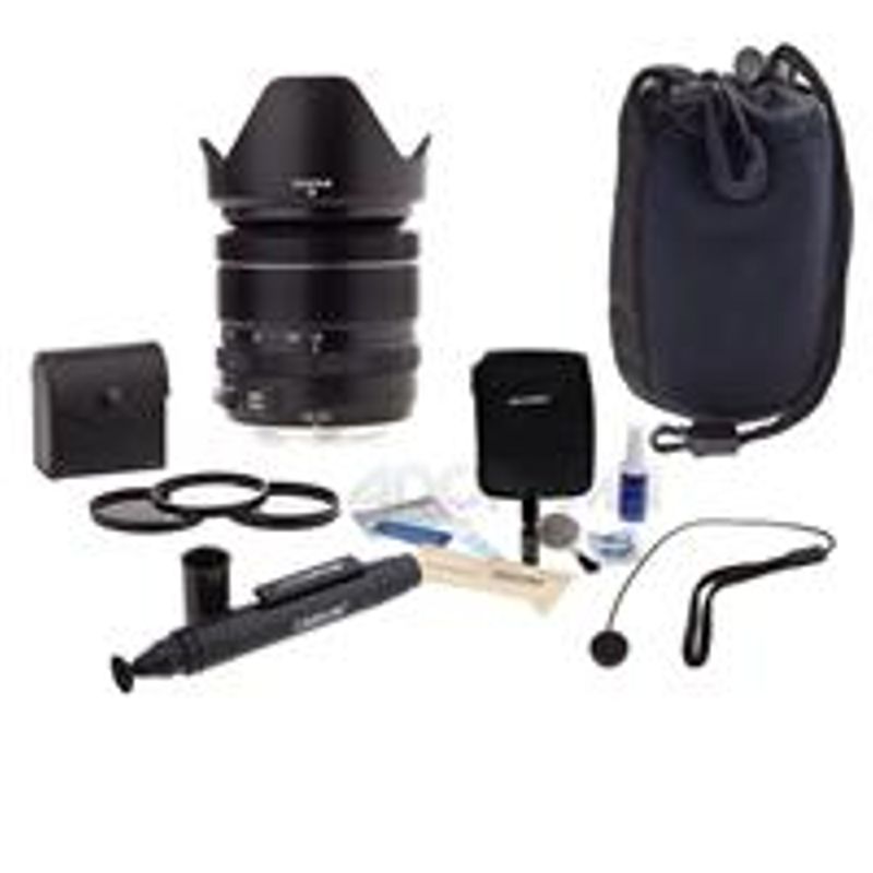 Fujifilm XF 18-55mm (27.4-83.8mm) F2.8-4 R LM OIS Lens - Bundle With Black - 58mm Filter Kit (UV/CPL/ND2), Cleaning Kit, Lenspen Lens...