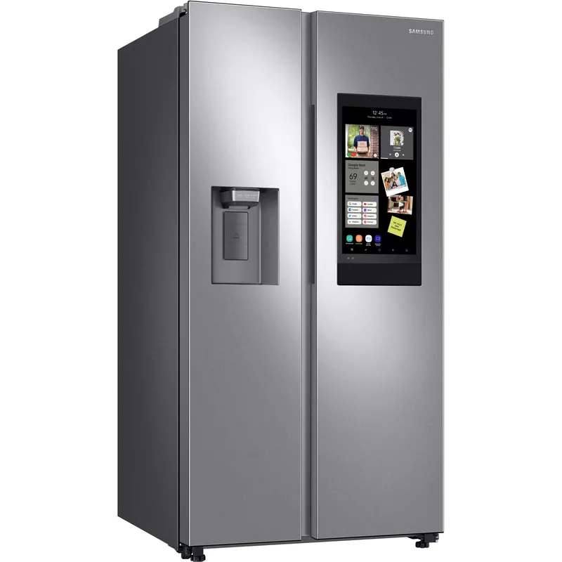 Samsung - 26.7 cu. ft. Side-by-Side Smart Refrigerator with 21.5" Touch-Screen Family Hub - Stainless Steel