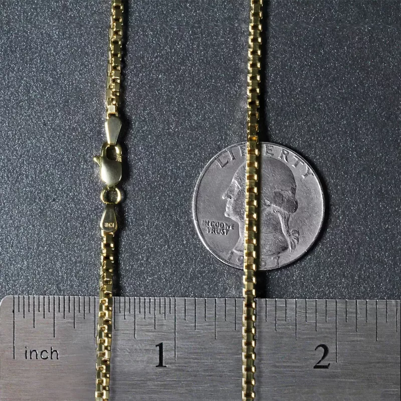 2.0mm 14k Yellow Gold Semi Solid Box Chain (20 Inch)