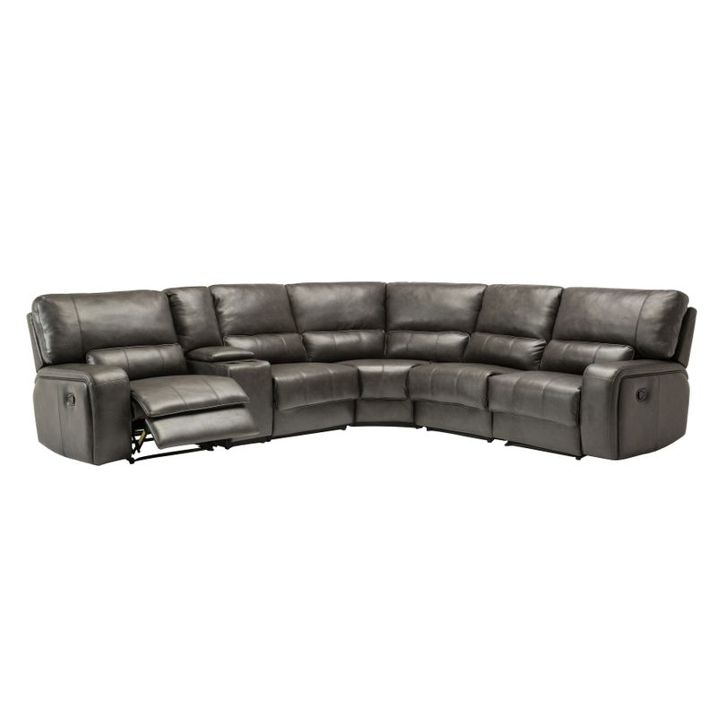 Leather Air/Match Upholstered Living Room Sectional With Recliner - Black