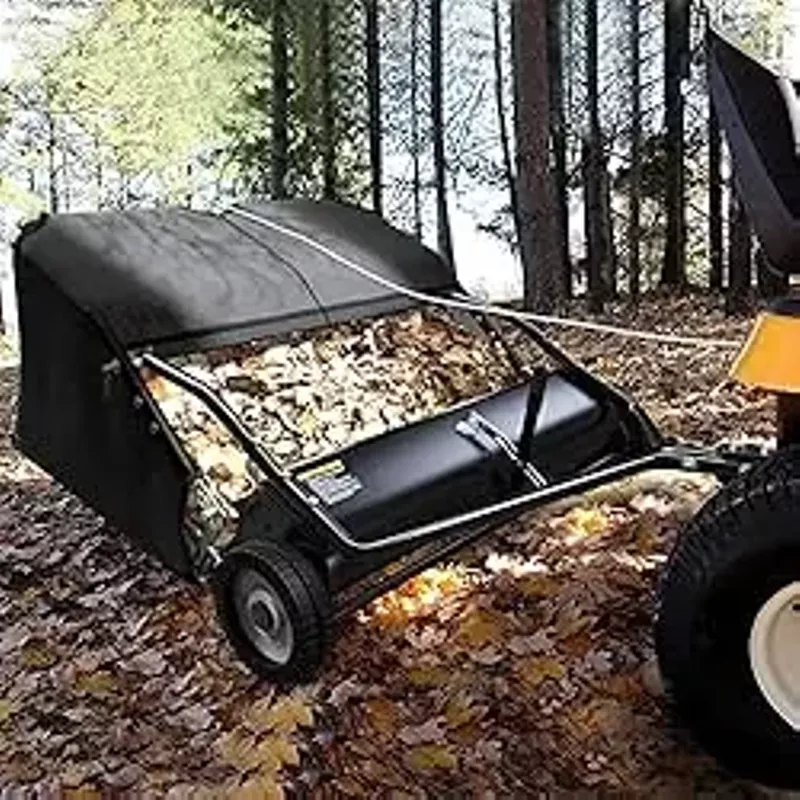 YITAMOTOR 42" Tow Behind Lawn Sweeper Pull Grass Large Hopper Black