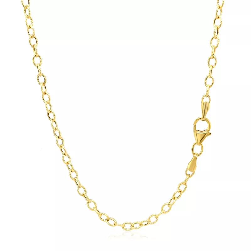 2.5mm 14k Yellow Gold Pendant Chain with Textured Links (18 Inch)