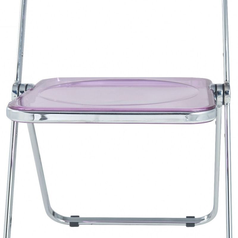 LeisureMod Lawrence Acrylic Folding Chair With Metal Frame - 30" - Transparent Black