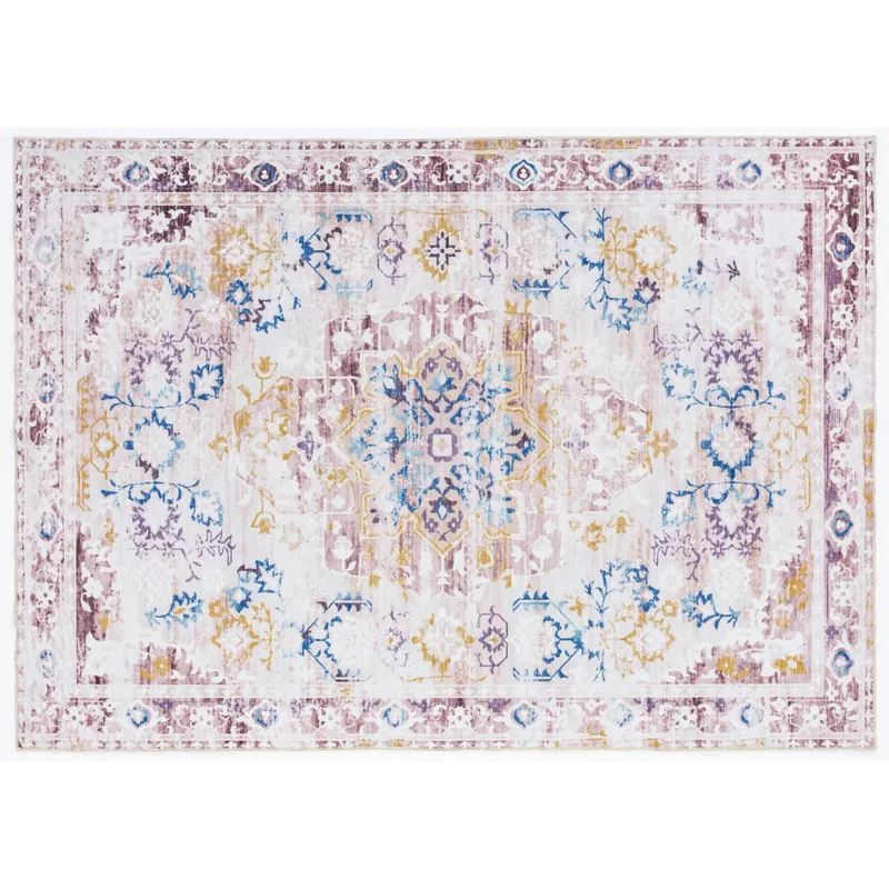 Wagner Pink And Gold 5X7 Washable Area Rug