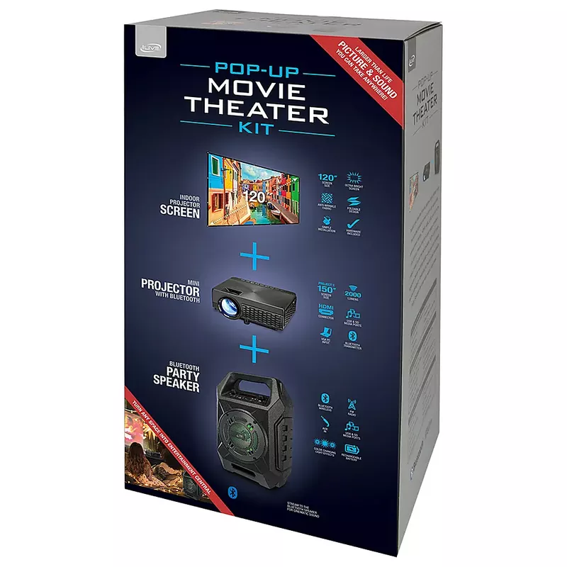 iLive - THE2021BDL LED Pop Up Movie Theater Kit - Black