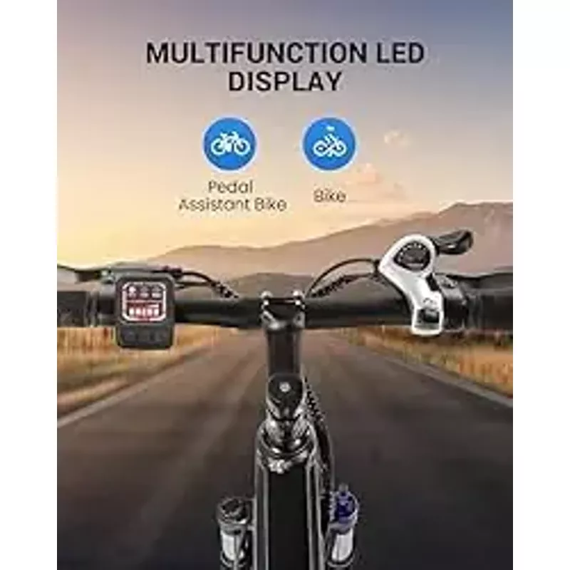 MULTIJOY Electric Bike for Adults,36V Built-in Invisible Removable Battery,350W Brushless Motor(Peak 450W) Electric Mountain Bike,26" Tires&Front Fork Suspension,UL Certified 7-Speed