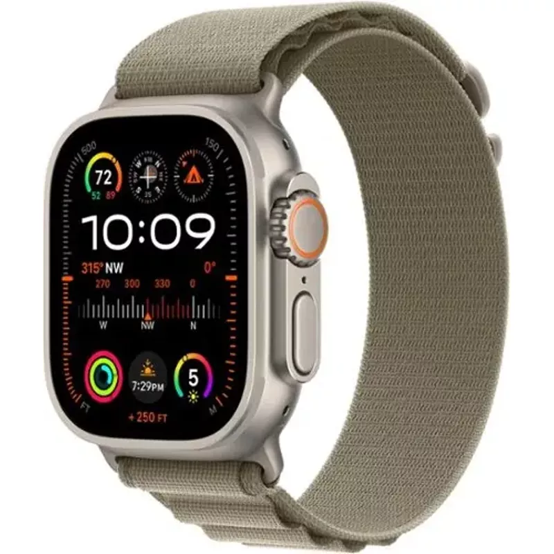 Apple Watch Ultra 2 GPS + Cellular 49mm Titanium Case with Olive Alpine Loop (Large) - Titanium