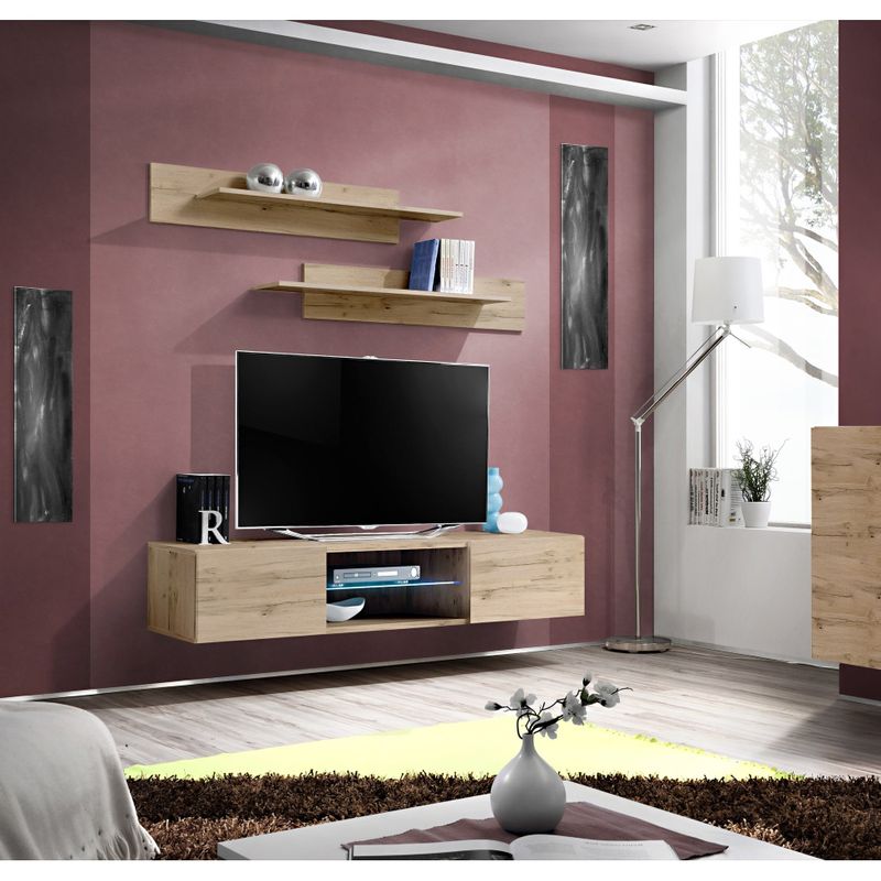 Strick & Bolton Hadi Wall-mounted High Gloss 63-inch TV Stand - Oak
