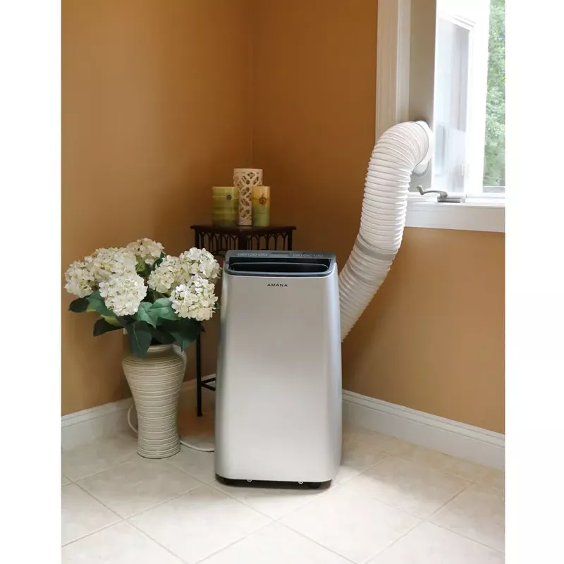 Amana - Portable Air Conditioner with Remote Control in Silver/Gray for Rooms up to 350-Sq. Ft.