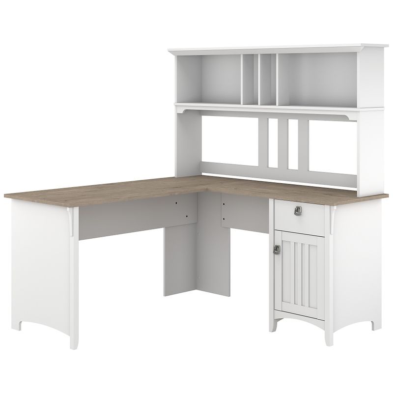 Salinas L-shaped Desk with Hutch by Bush Furniture - Reclaimed Pine