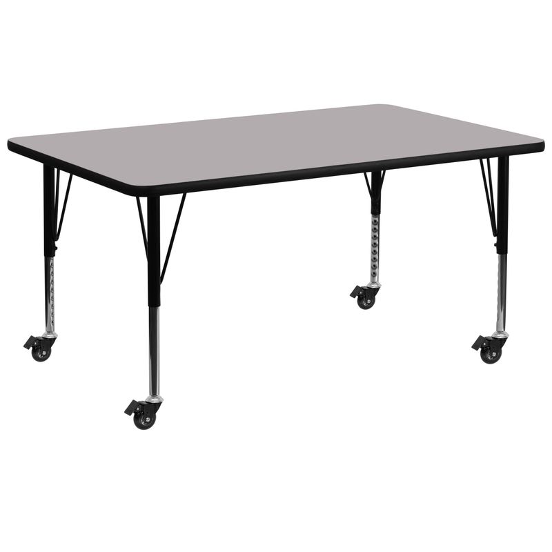 Mobile 24''W x 60''L HP Laminate Activity Table - Adjustable Short Legs - 30 x 72 - Yellow