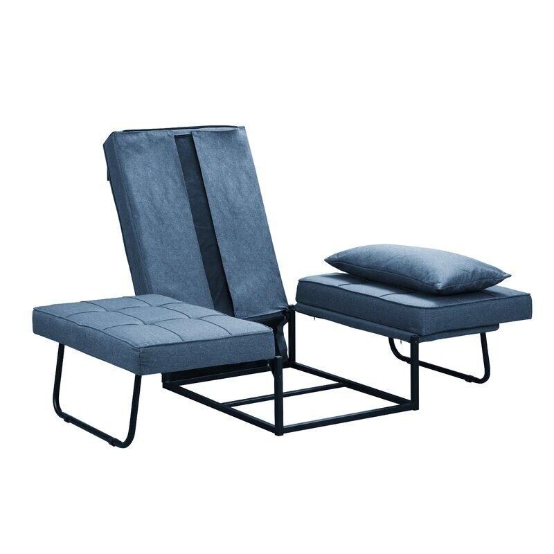 Zenova 4-1 Adjustable Sofa Bed Folding Convertible Chair Sofa Sleeper Ottoman Sofa Seat - Navy blue