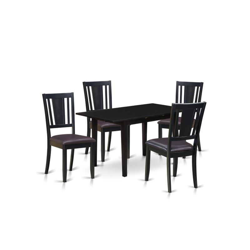 Rectangular Dining Table Set - Butterfly Leaf Dining Table and Kitchen Chairs with Panel Back  (Pieces & Seat Type Options) -...