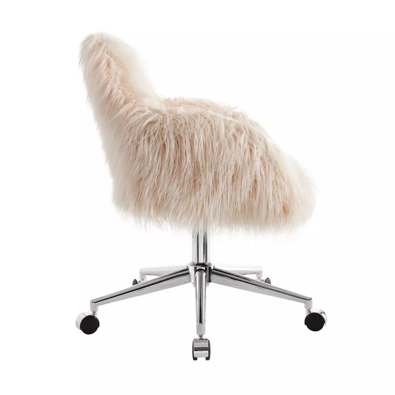 Ferdon Faux Fur Office Chair Pink