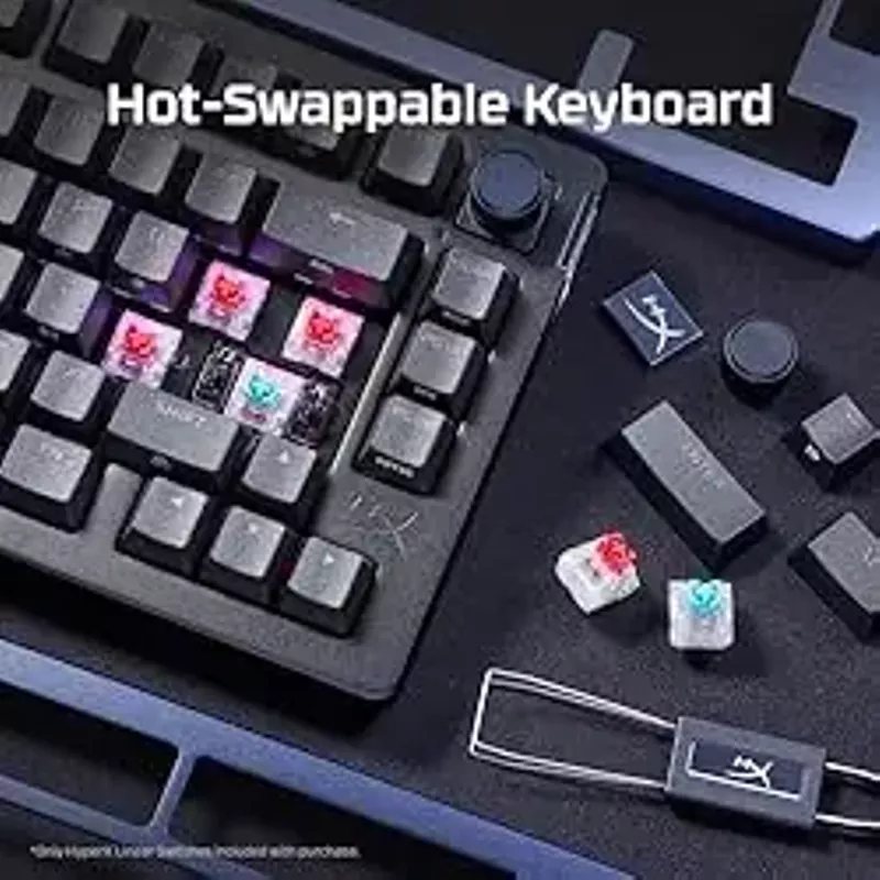 HyperX Alloy Rise - Hot-Swappable Mechanical Gaming Keyboard, PC, Ambient Light Sensor, Gasket Mounted, Linear Switches