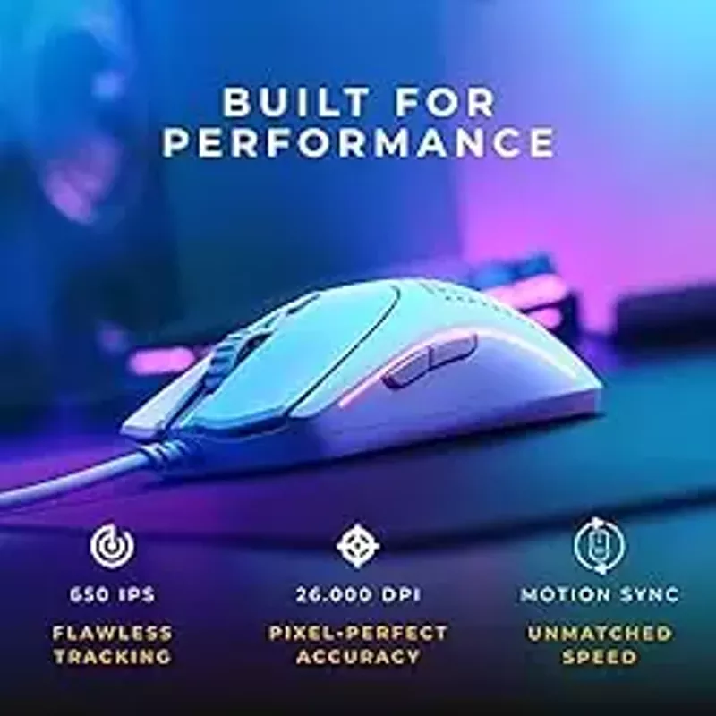 Glorious Gaming Model O 2 Wired Gaming Mouse - 59g Ultralight, FPS, 26,000 DPI, Motion Sync, 80M Click Rated Switches, 6 Programmable Buttons, Ambidextrous, RGB, PTFE Feet - White