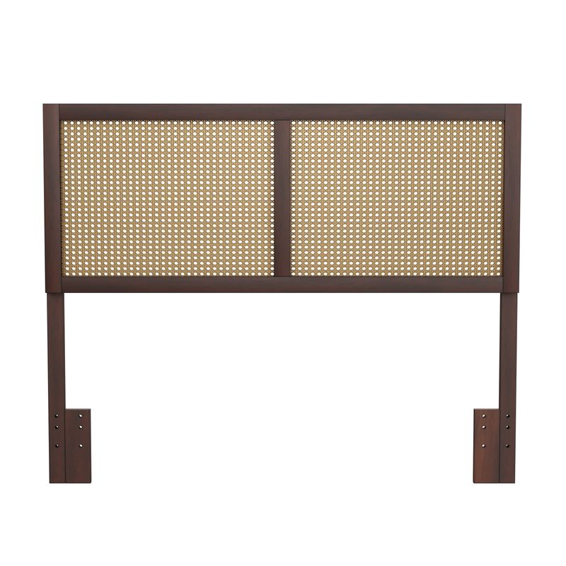Serena Wood and Cane Panel Headboard - Chocolate - Queen