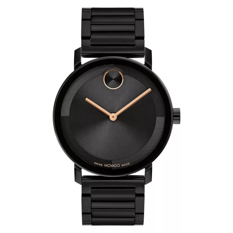 Movado - Men's Bold Evolution 2.0 Rose Gold & Black Ion-Plated Watch Black Dial