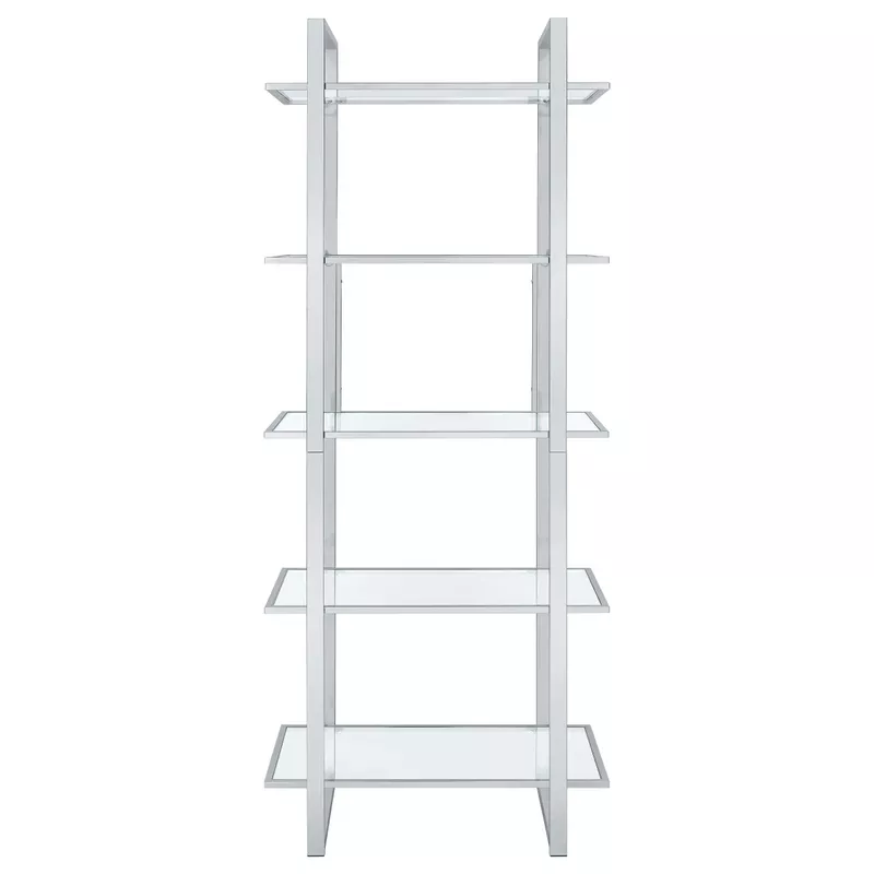 Hartford Glass Shelf Bookcase Chrome