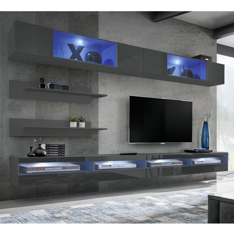 Fly I 34TV Wall Mounted Floating Modern Entertainment Center - Gray - I1