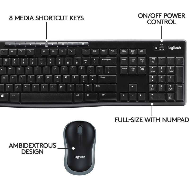 Alt View Zoom 13. Logitech - MK270 Full-size Wireless Membrane Keyboard and Mouse Bundle for Windows - Black