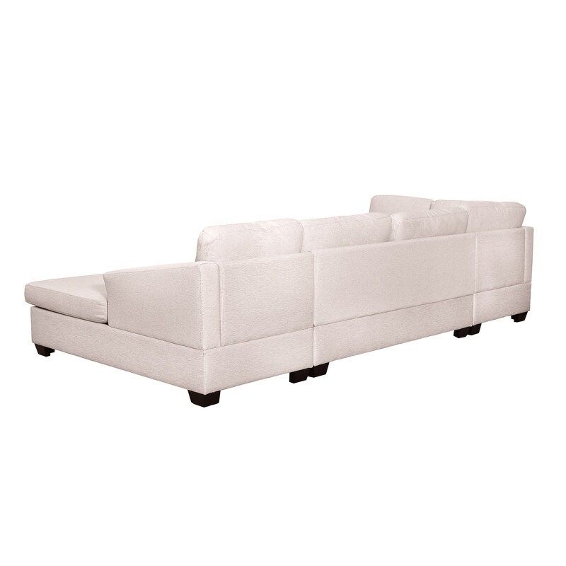 U-Shape Sectional Sofa, Double Extra Wide Chaise Lounge Couch - Beige