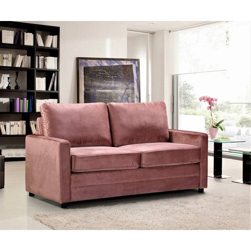 Knightsville Velvet 70" Square Arms Sofa Bed - Pink