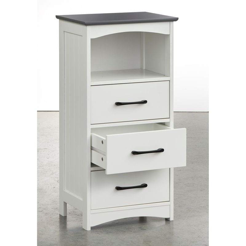 Simple Living Dalton 3-Drawer Bathroom Cabinet - White/Charcoal Grey