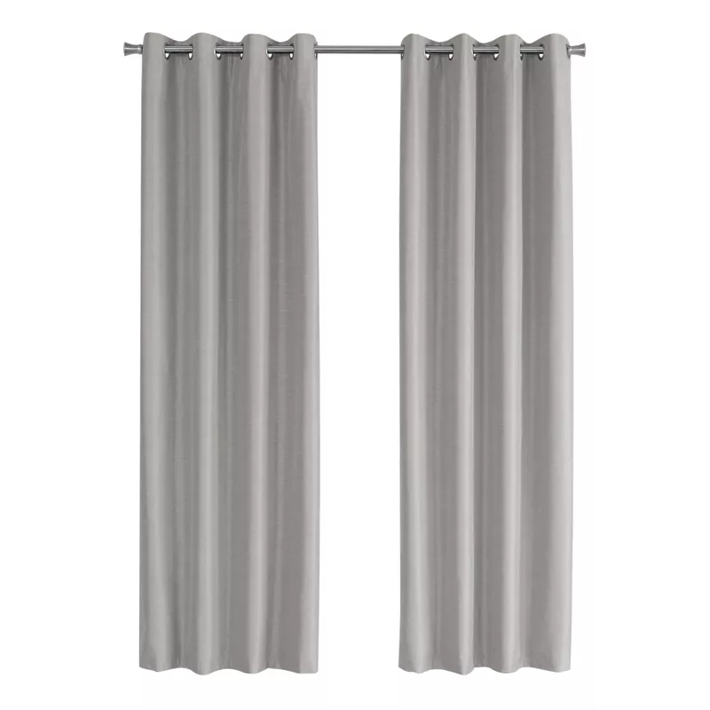 Curtain Panel/ 2pcs Set/ 54"W X 95"L/ 100% Blackout/ Grommet/ Living Room/ Bedroom/ Kitchen/ Thermal Insulation/ Polyester/ Grey/ Contemporary/ Modern