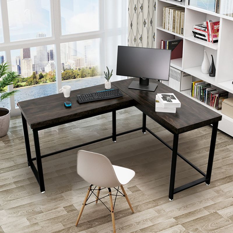 Mcombo Home Office Desks Modern Gaming Desk Corner Desk Industrial L-shaped Desk - Black