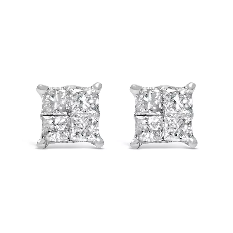 10K White Gold 3/4ct TDW Diamond Stud Earrings(H-I, SI2-I1)